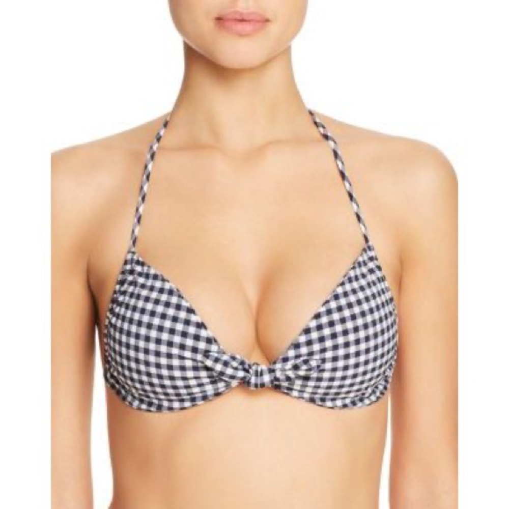 Shoshanna Gingham Knot Front Bikini Top NWT DD
